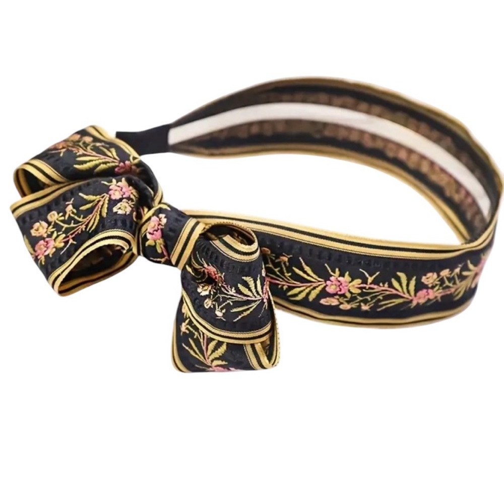Black Vintage Style Bowknot Decorative Floral Headband